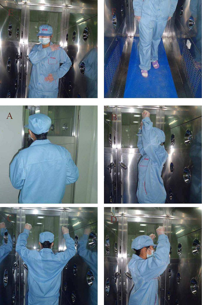 使用前應檢查風淋室的外觀是否完好，電氣系統是否正常，氣簾是否運行順暢。